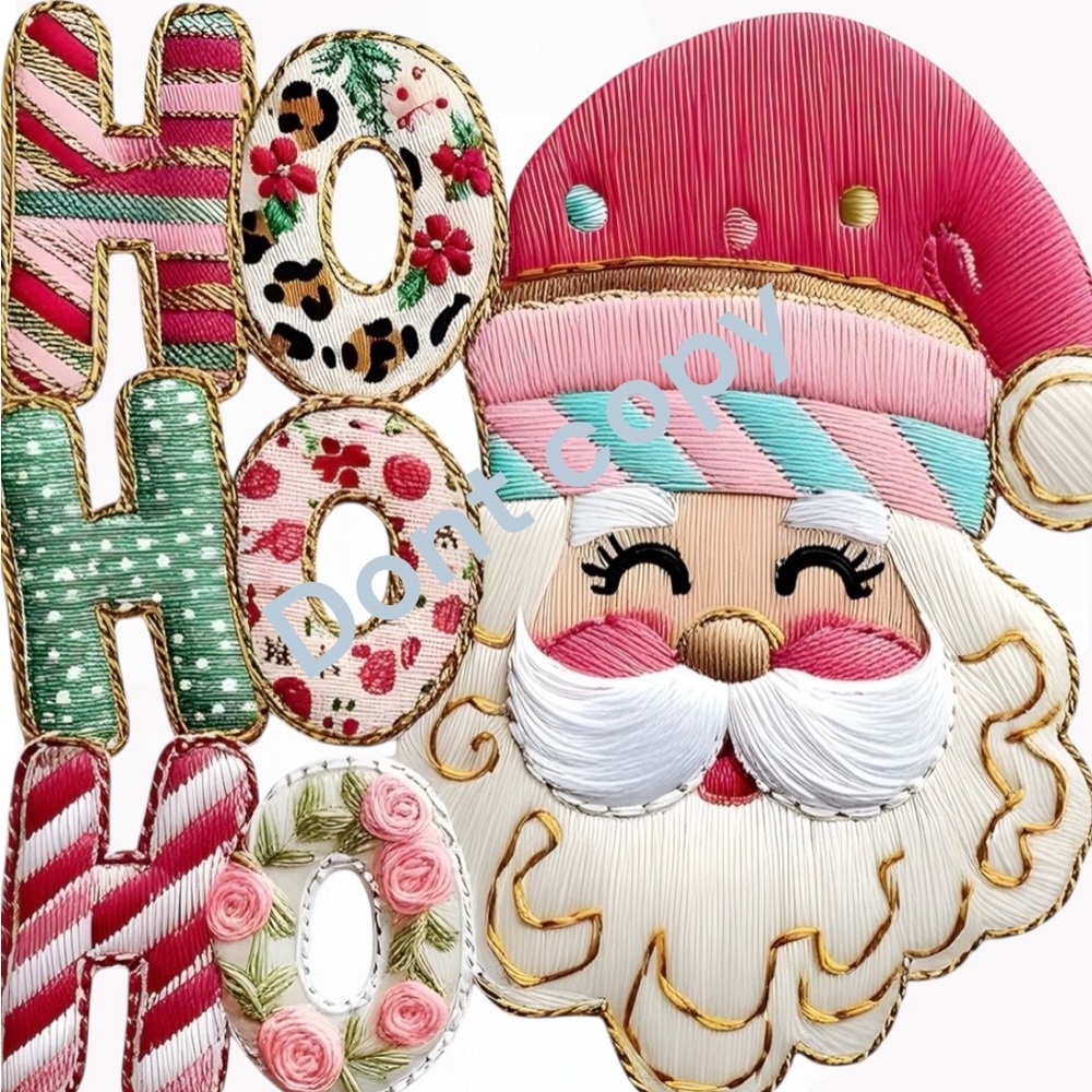 Ho Ho Ho" Faux Embroidery T-shirt Long sleeve S M L XL XXL Custom made New